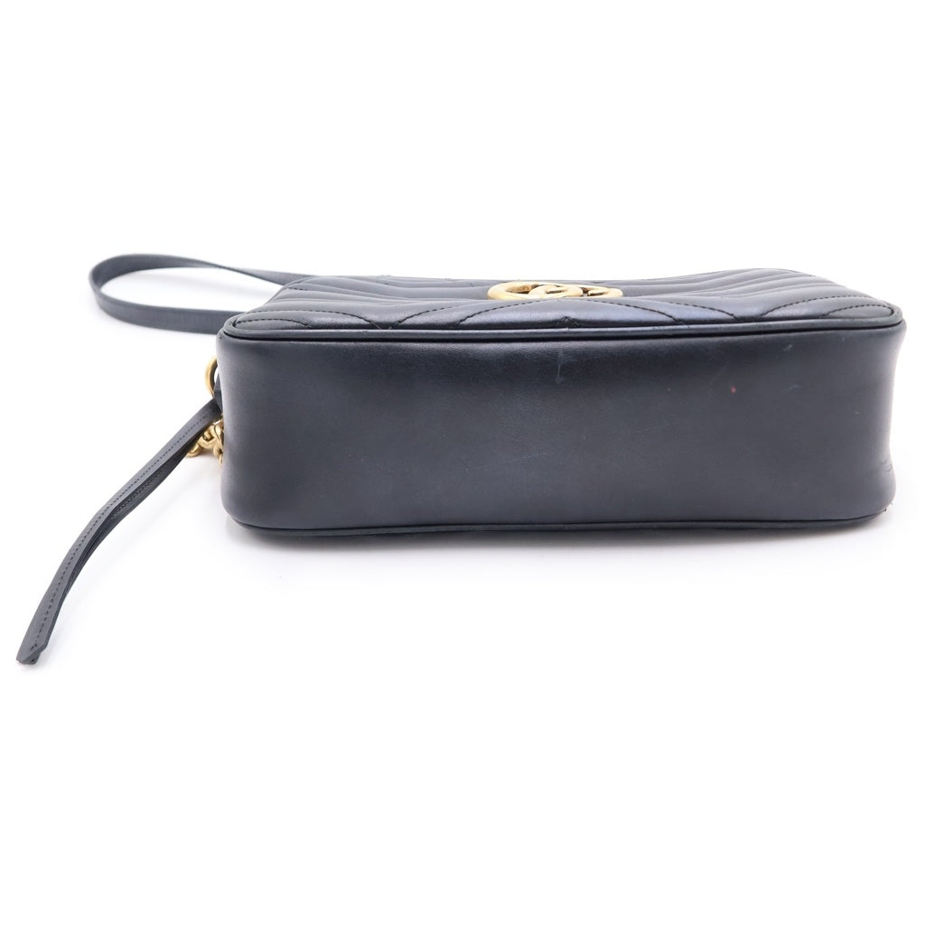 GUCCI(グッチ) GGマーモント スモール カメラバッグ レザー ショルダーバッグ ゴールド金具 ブラック 447632 レディース