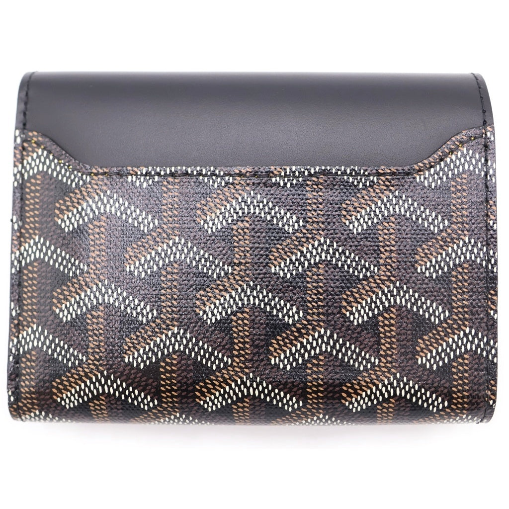 GOYARD(ゴヤール) サン ガブリエル PVC コーティングキャンバス レザー コンパクトウォレット 三つ折り財布 ブラック/ブラウン レディース