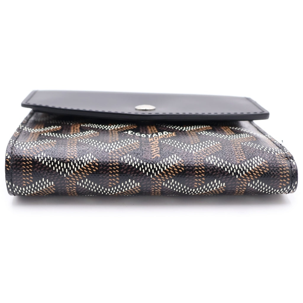 GOYARD(ゴヤール) サン ガブリエル PVC コーティングキャンバス レザー コンパクトウォレット 三つ折り財布 ブラック/ブラウン レディース