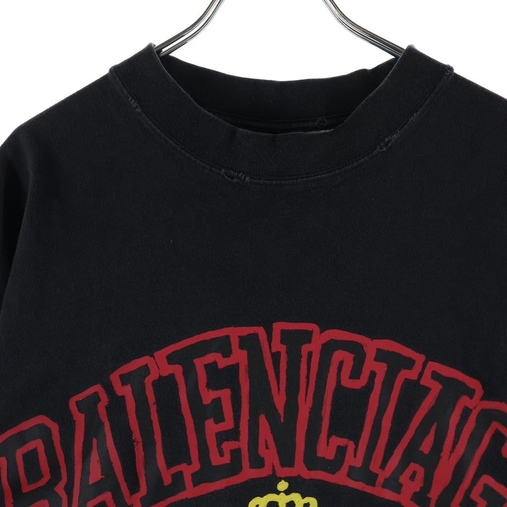 BALENCIAGA(バレンシアガ) 23SS COLLEGE LOGO PRINT カレッジロゴ プリント クルーネック半袖Tシャツカットソー ブラック 739784 TOVK1