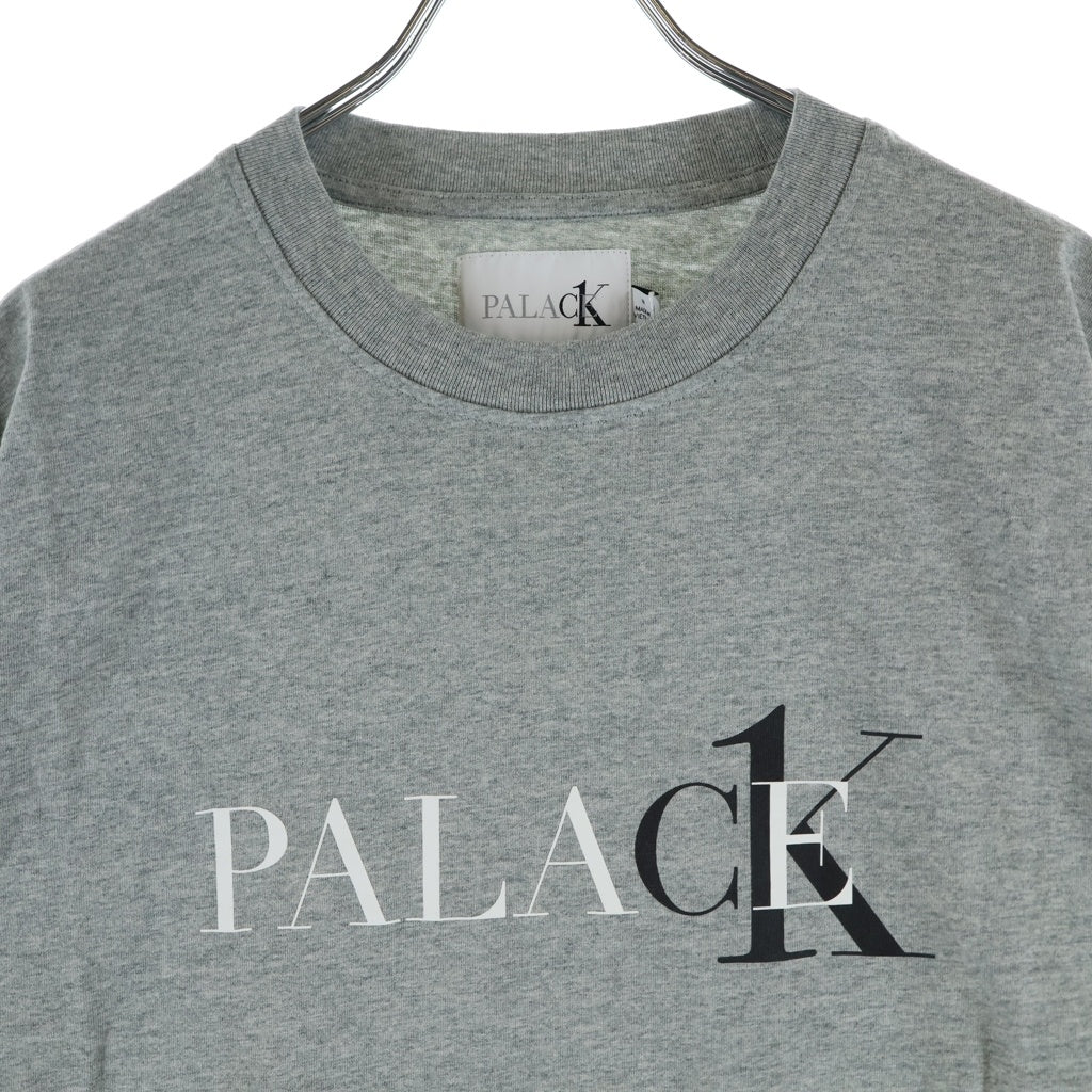 Palace Skateboards(パレススケートボーズ) 22SS ×CALVIN KLEIN SS LOGO TEE EMBROID パレス プリントロゴ 半袖Tシャツ カットソー グレー40317UC