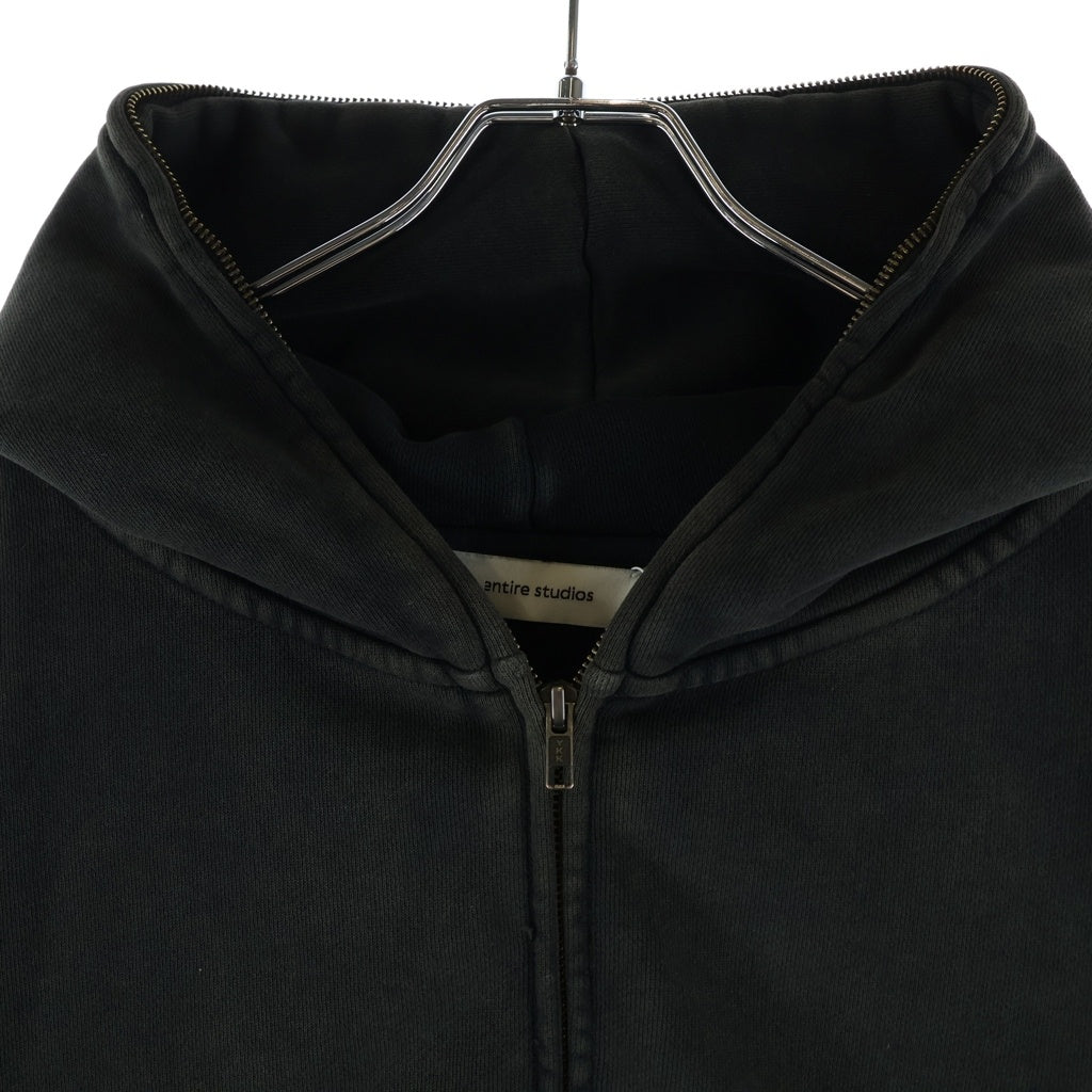 entire studios(エンタイア スタジオ) ETERNAL ZIP WASHED BLACK エターナル ジップ ウォッシュド加工 フルジップアップパーカー フーディー ブラック ESSS26HO030120392S