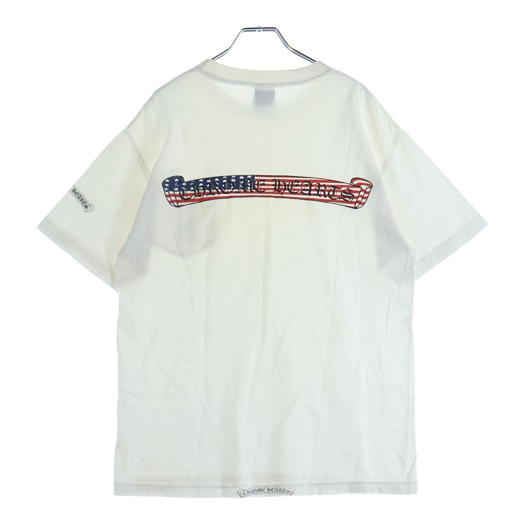 CHROME HEARTS(クロムハーツ) OLD US SCRL S/S TEE 星条旗 オールド スクロールラベルロゴ プリント クルーネック半袖Tシャツ カットソー ホワイト