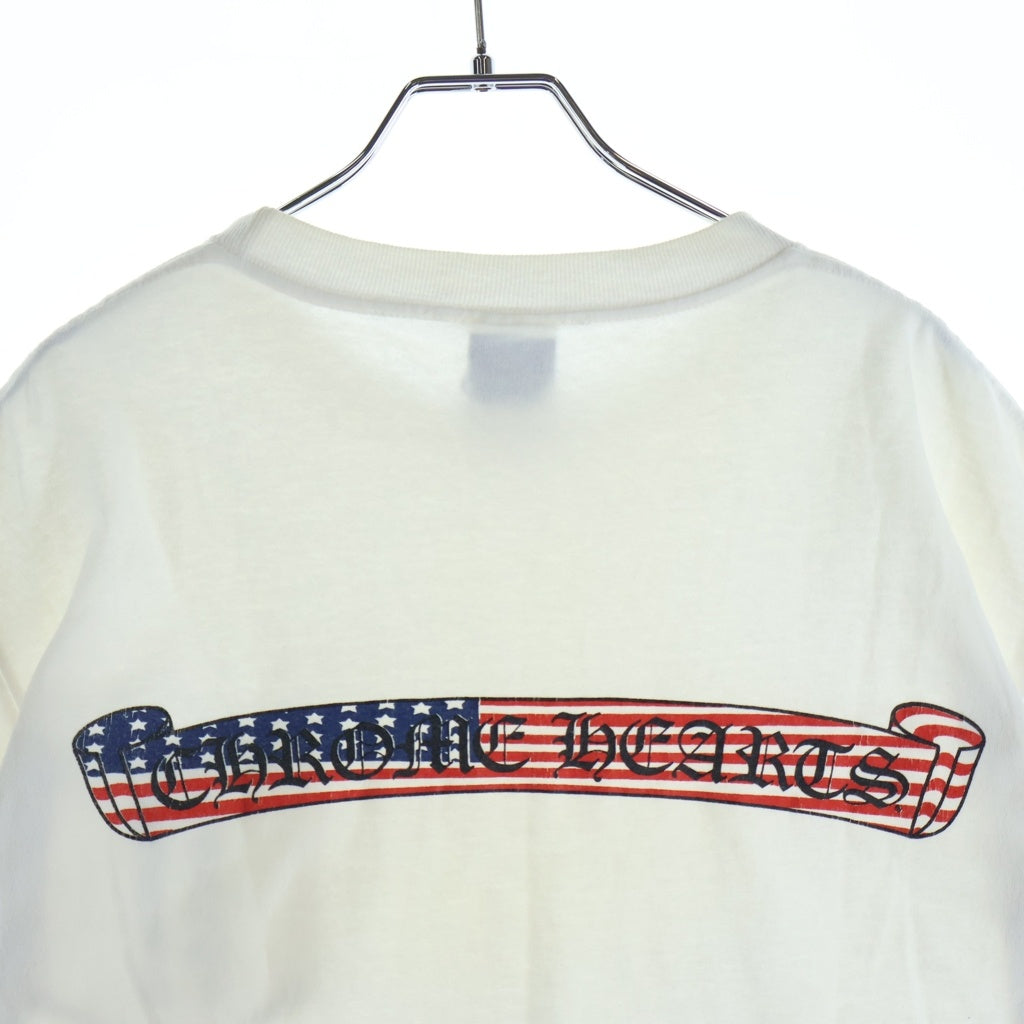 CHROME HEARTS(クロムハーツ) OLD US SCRL S/S TEE 星条旗 オールド スクロールラベルロゴ プリント クルーネック半袖Tシャツ カットソー ホワイト