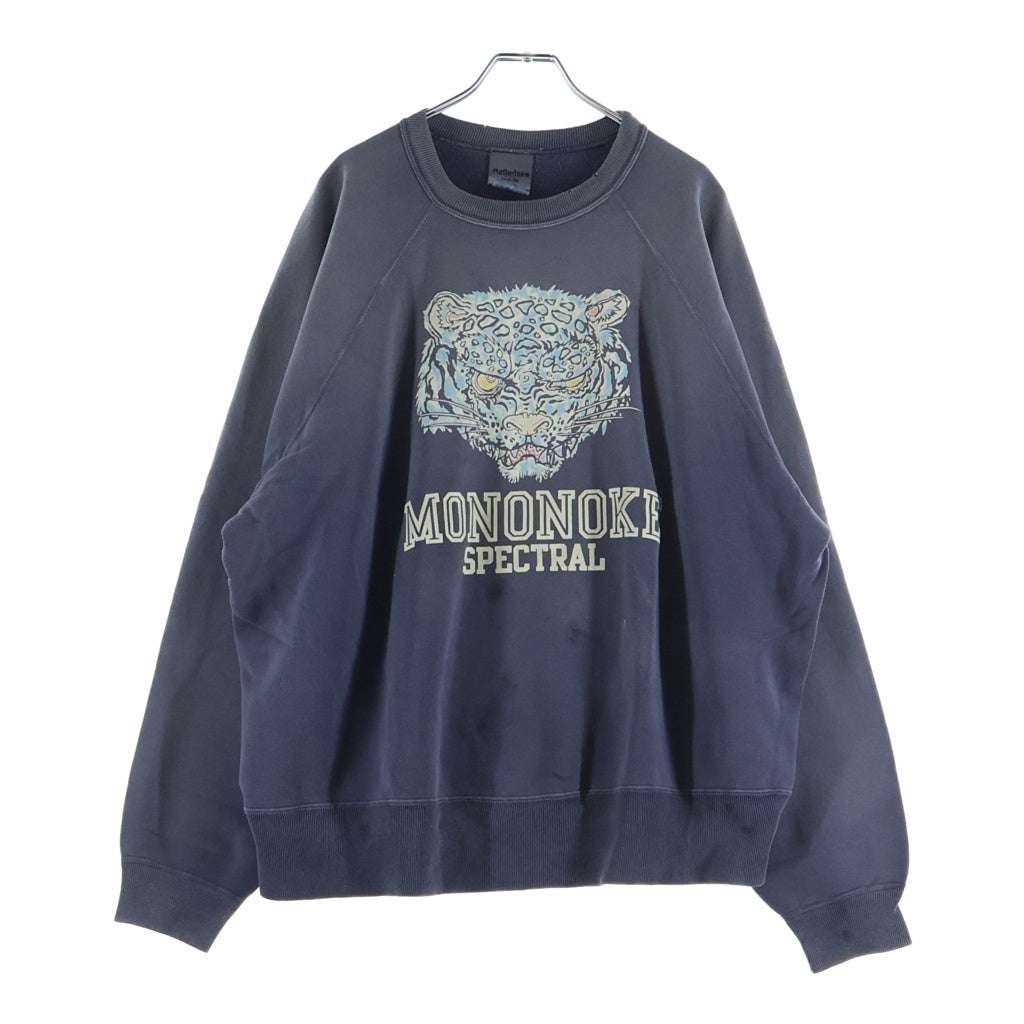 NO BRAND(ノーブランド) mononoke・made【モノノケ・メイド】26SS CREW NECK SWEAT 虎 タイガー プリント クルーネックスウェットトレーナー ネイビー MT-MK8-0000-014