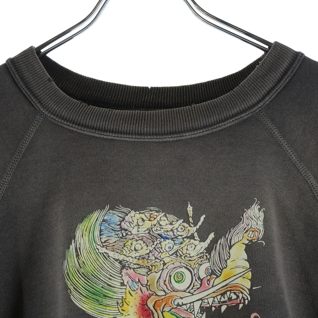 NO BRAND(ノーブランド) mononoke・made【モノノケ・メイド】26SS CREW NECK SWEAT 龍 ドラゴン プリント クルーネックスウェットトレーナー グレー MT-MK8-0000-013