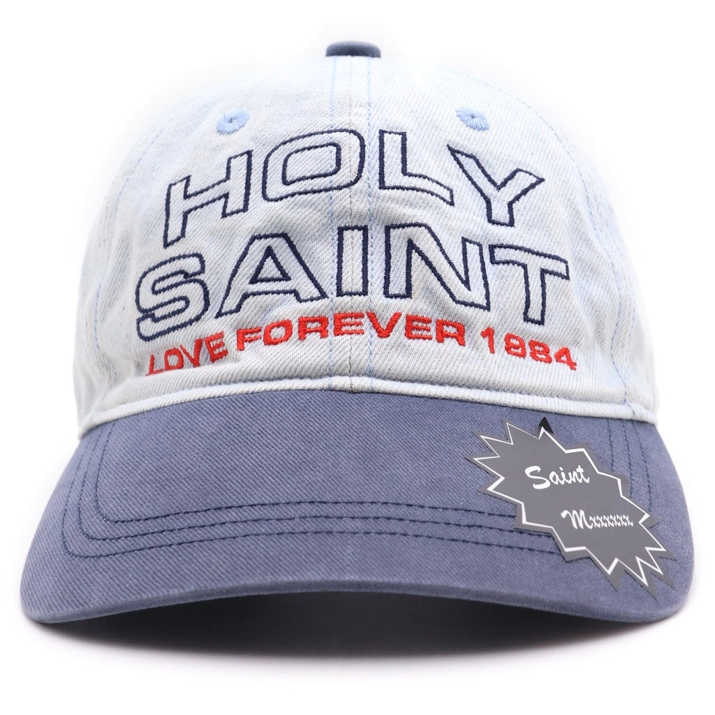 SAINT MICHAEL(セントマイケル) 26SS DENIM CAP ウォッシュ加工 レザーストラップ デニムキャップ 帽子 インディゴ SM-MK8-0000-083