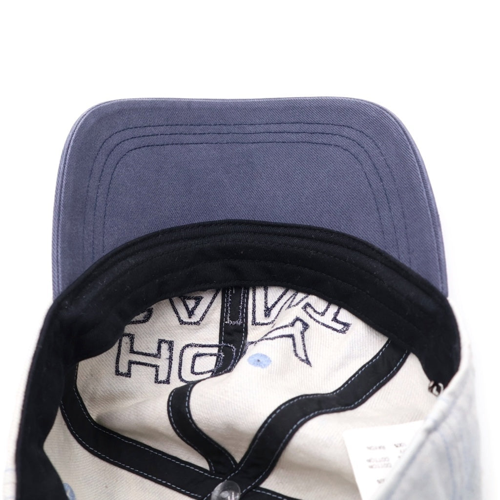 SAINT MICHAEL(セントマイケル) 26SS DENIM CAP ウォッシュ加工 レザーストラップ デニムキャップ 帽子 インディゴ SM-MK8-0000-083