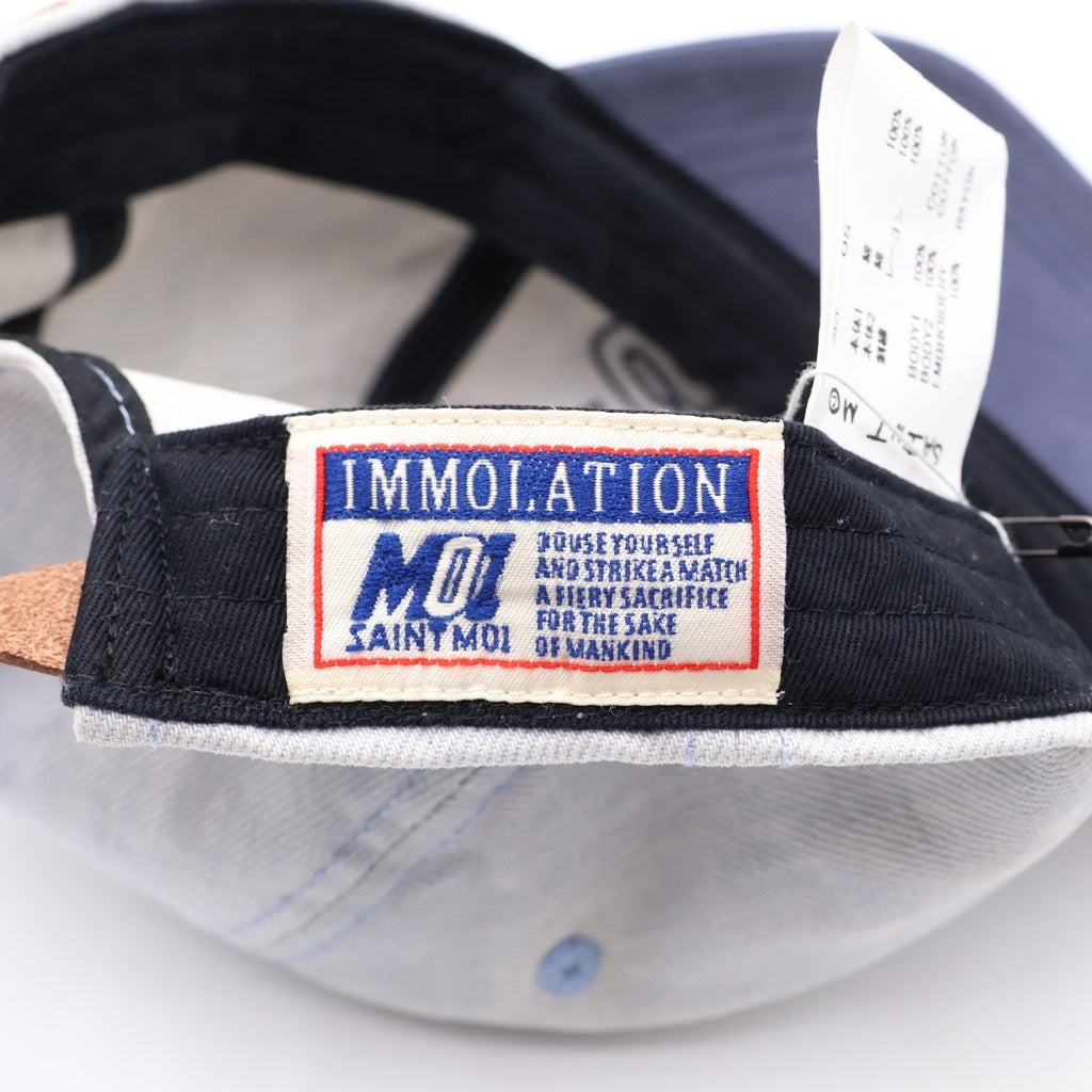SAINT MICHAEL(セントマイケル) 26SS DENIM CAP ウォッシュ加工 レザーストラップ デニムキャップ 帽子 インディゴ SM-MK8-0000-083