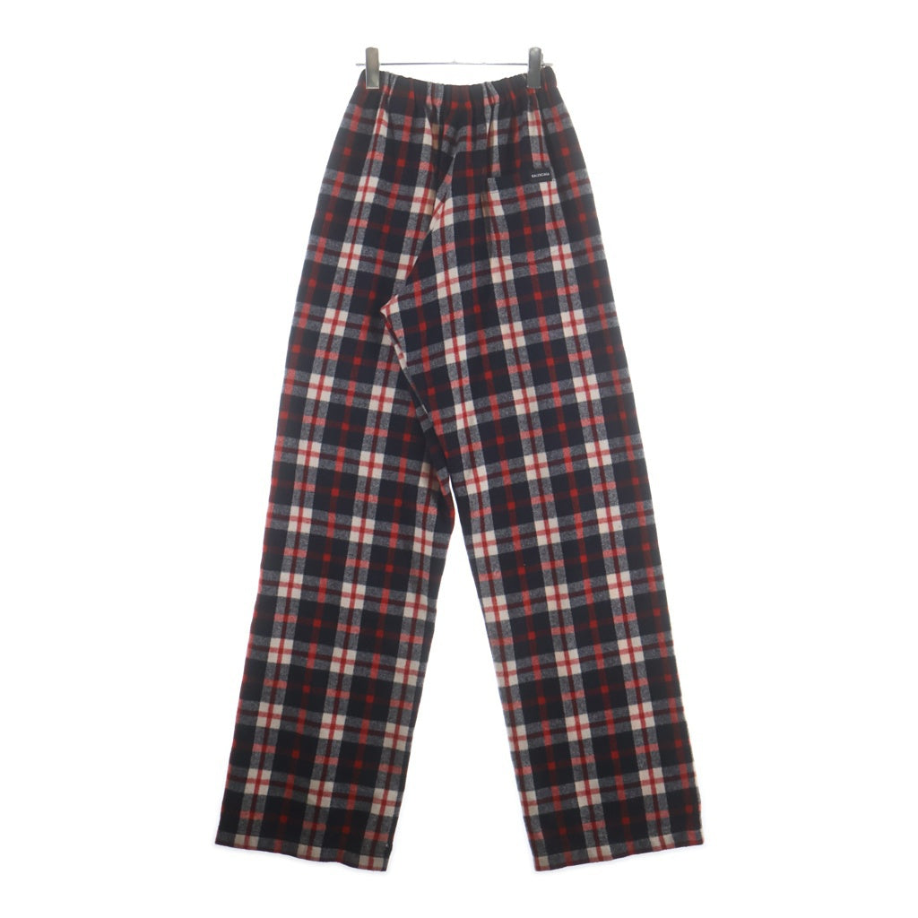 BALENCIAGA(バレンシアガ) 18AW チェック柄 コットンスウェットパンツ レッド 527828 TBU06