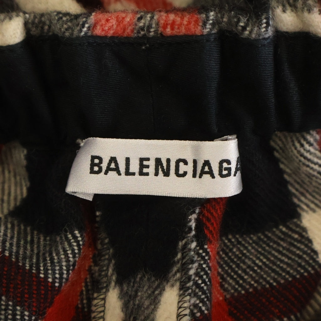 BALENCIAGA(バレンシアガ) 18AW チェック柄 コットンスウェットパンツ レッド 527828 TBU06