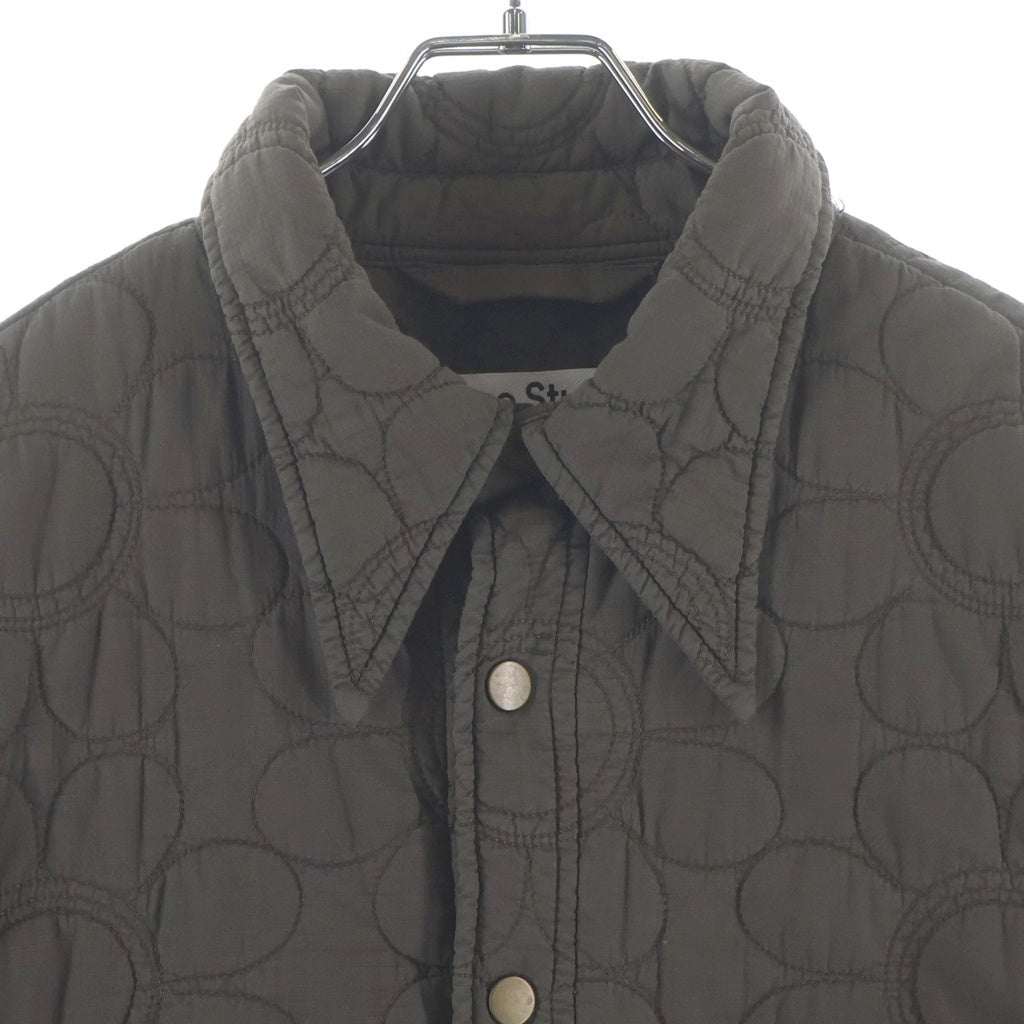 Acne Studios(アクネ ストゥディオズ) Green Olive Quilted Cotton Snaps Shirt Jacket FN-MN-OUTW000775 フラワー刺繍 コットンシャツジャケット オリーヴ