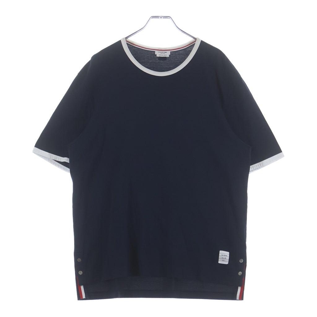 THOM BROWNE(トムブラウン) 22SS リンガー サイドボタン トリコロール クルーネック半袖TシャツカットソーMJS038A-00042415