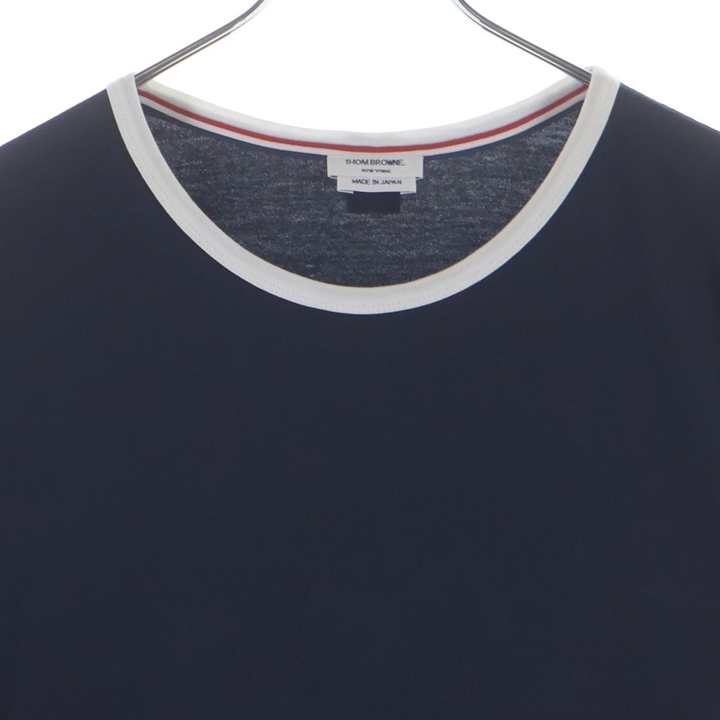 THOM BROWNE(トムブラウン) 22SS リンガー サイドボタン トリコロール クルーネック半袖TシャツカットソーMJS038A-00042415