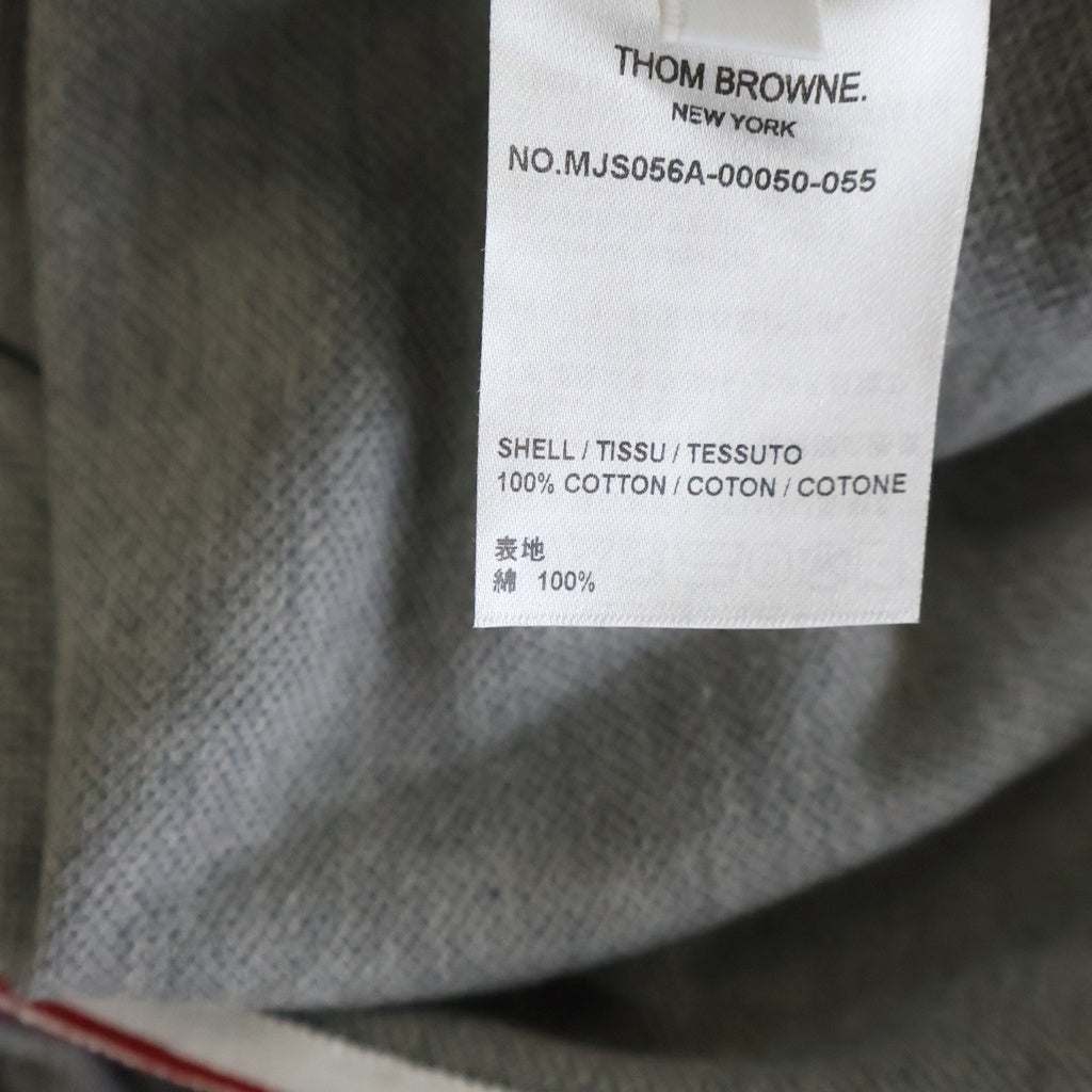 THOM BROWNE(トムブラウン) 25SS クラシック ピケ ストライプ クルーネック半袖Tシャツカットソー トリコロール グレー MJS056A-00050-055