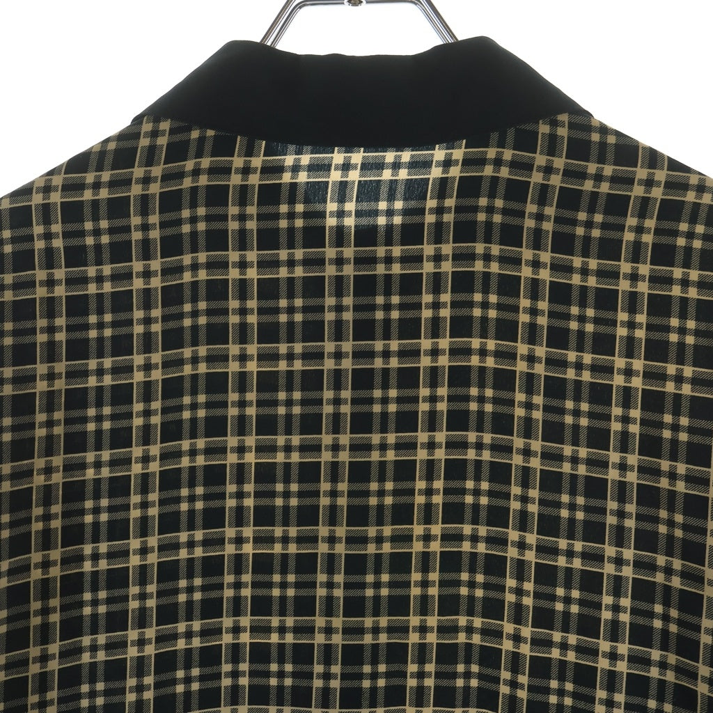 GIANNI VERSACE(ジャンニ ヴェルサーチ) 90S Paisley And Check Shilk Long Sleeve Shirt ペイズリー柄 チェック柄 切替 長袖シルクシャツ ブラック