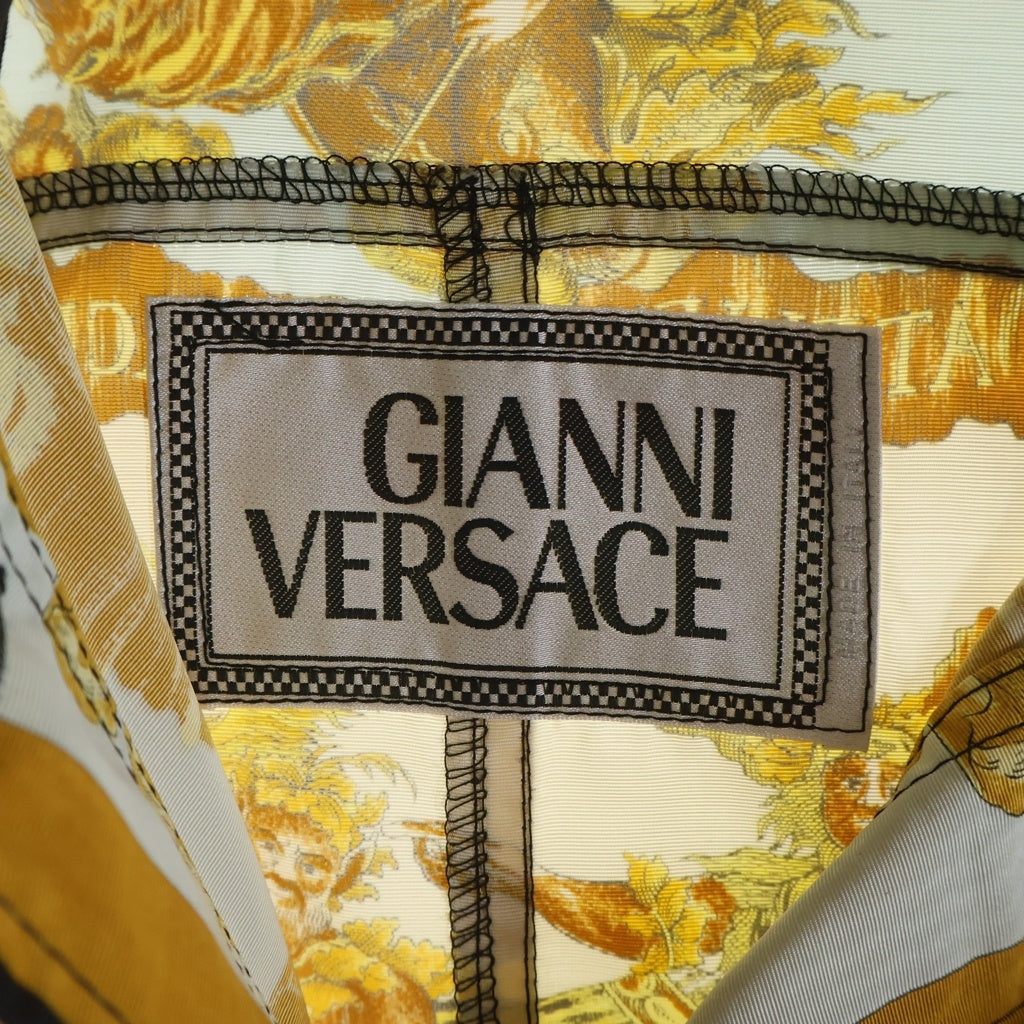 GIANNI VERSACE(ジャンニ ヴェルサーチ) 90S Short Length Silk Jacket ショート丈 メデューサ金ボタン 長袖シルクジャケット ホワイト レディース