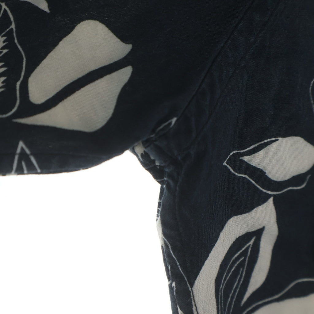 SAINT LAURENT PARIS(サンローランパリ) 16SS Hibiscus Rayon Shirt 411620 Y316P ダメージ加工 カットオフ ハイビスカス長袖レーヨンシャツ ブラック