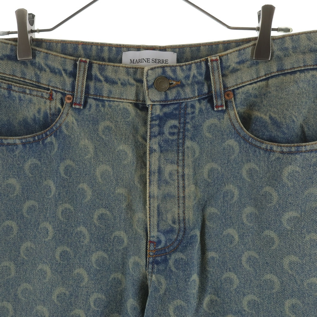 MARINE SERRE(マリーン セル) 25SS MOON LASER DENIM LOOSE JEANS LIGHT BEIGE ムーン レーザー ルーズデニムパンツ ジーンズ インディゴ
