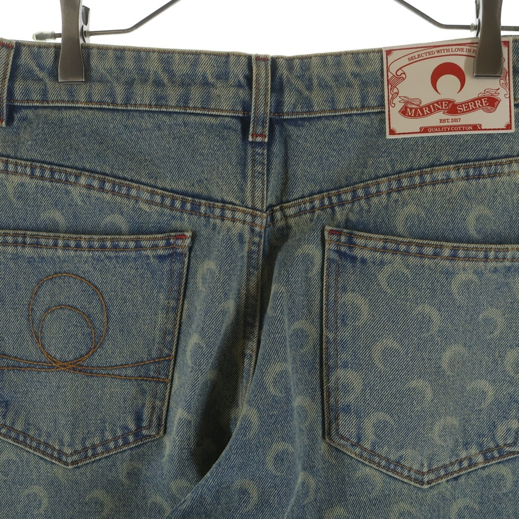 MARINE SERRE(マリーン セル) 25SS MOON LASER DENIM LOOSE JEANS LIGHT BEIGE ムーン レーザー ルーズデニムパンツ ジーンズ インディゴ