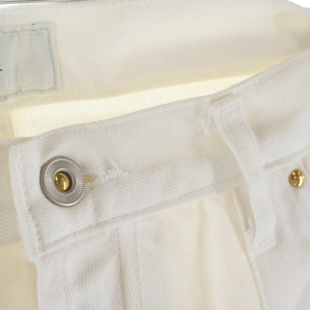 NO BRAND(ノーブランド) HERILL ヘリル 21SS TUCK DENIM ワイドタックデニムトラウザーパンツ ホワイト 21-030-HL-8000