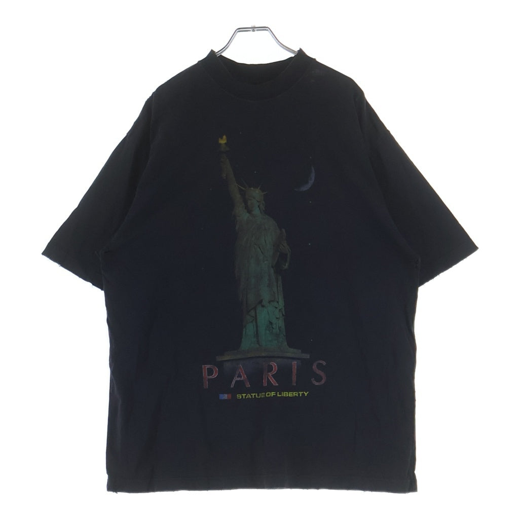 BALENCIAGA(バレンシアガ) 24SS Paris Liberty 764235 TQVR9 パリス リバティ ダメージ加工 クルーネック半袖Tシャツ カットソー ブラック