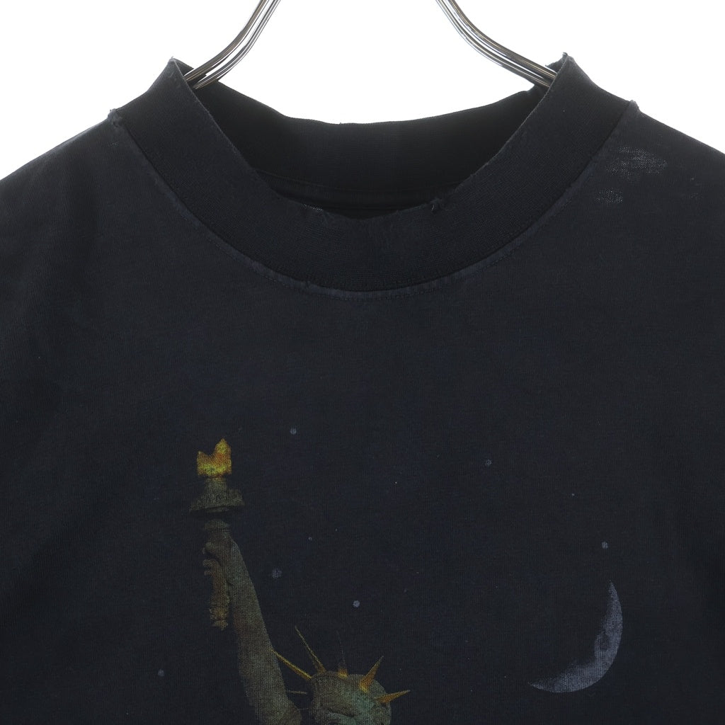 BALENCIAGA(バレンシアガ) 24SS Paris Liberty 764235 TQVR9 パリス リバティ ダメージ加工 クルーネック半袖Tシャツ カットソー ブラック