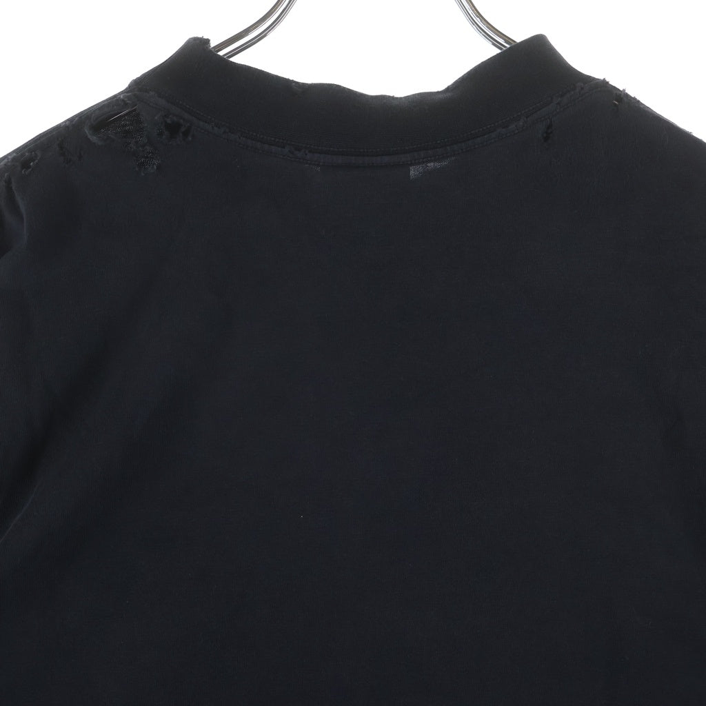 BALENCIAGA(バレンシアガ) 24SS Paris Liberty 764235 TQVR9 パリス リバティ ダメージ加工 クルーネック半袖Tシャツ カットソー ブラック