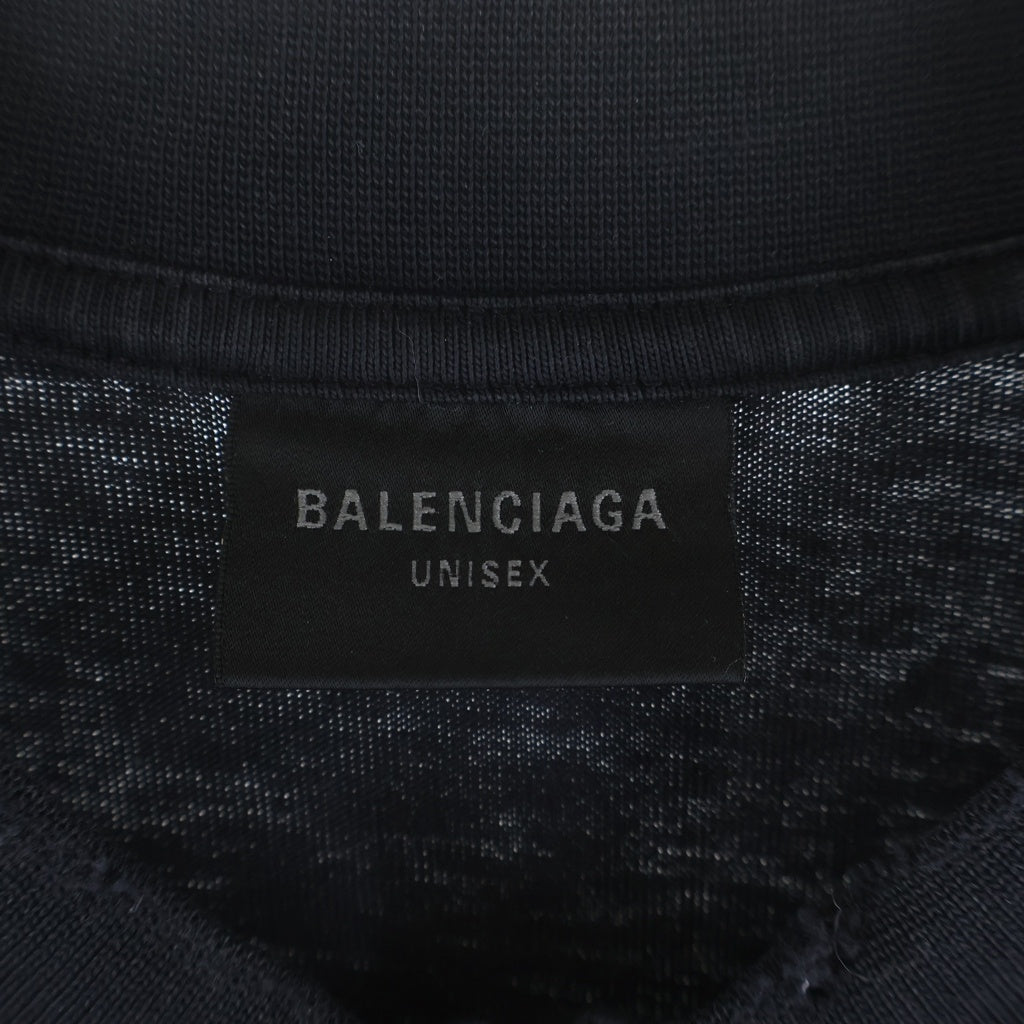 BALENCIAGA(バレンシアガ) 24SS Paris Liberty 764235 TQVR9 パリス リバティ ダメージ加工 クルーネック半袖Tシャツ カットソー ブラック