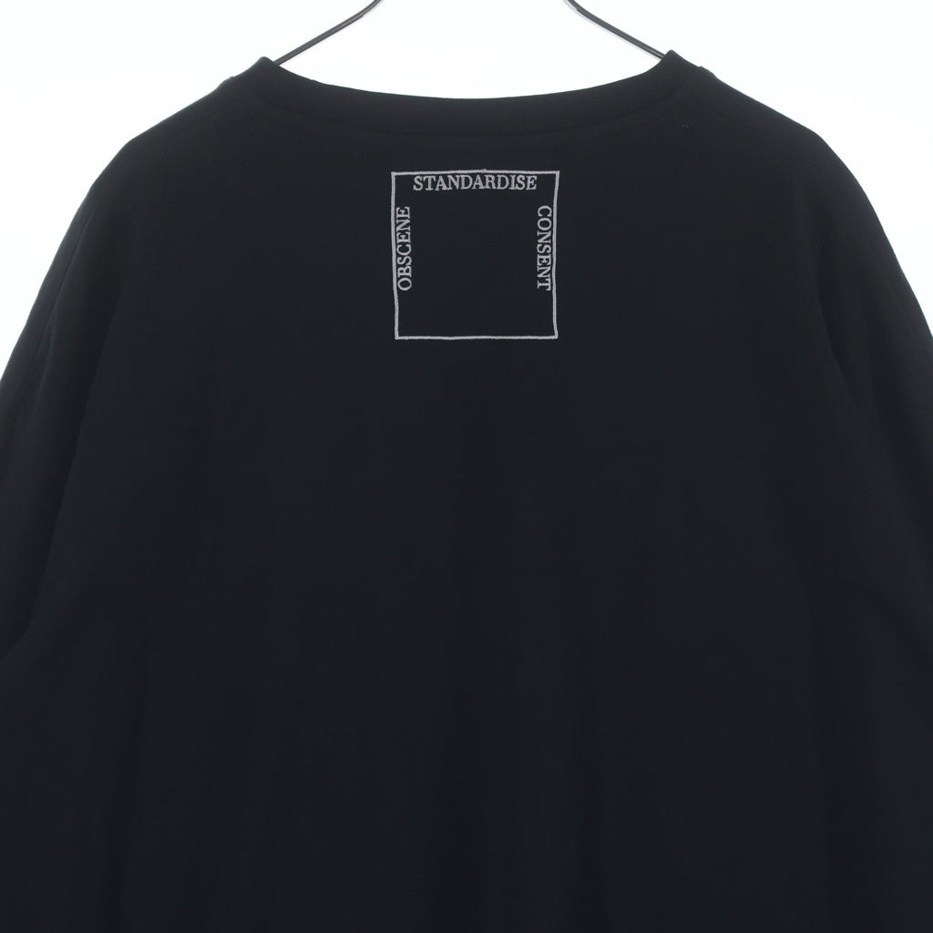 RAF SIMONS(ラフシモンズ) ×FRED PERRY REHABILILTATE刺繍 ロゴプレートクルーネック長袖カットソー ブラック