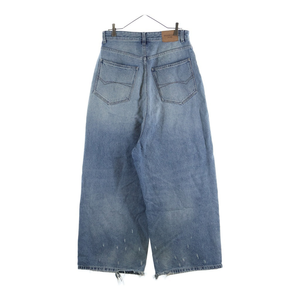 BALENCIAGA(バレンシアガ) Low Crotch Jeans ワイドデニムパンツ ダメージ加工 インディゴ 706652 TJW95