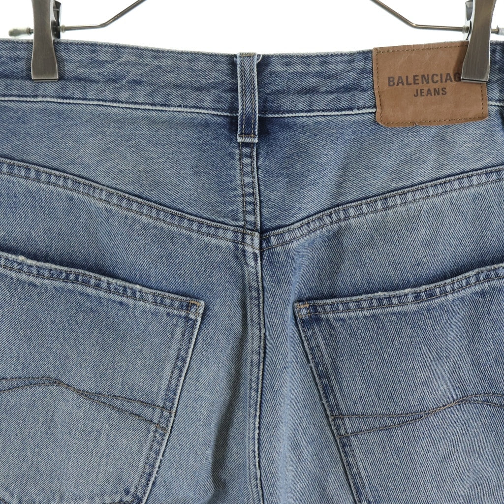 BALENCIAGA(バレンシアガ) Low Crotch Jeans ワイドデニムパンツ ダメージ加工 インディゴ 706652 TJW95