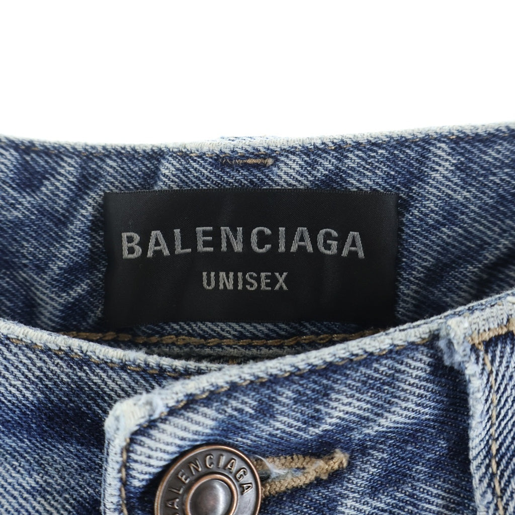 BALENCIAGA(バレンシアガ) Low Crotch Jeans ワイドデニムパンツ ダメージ加工 インディゴ 706652 TJW95