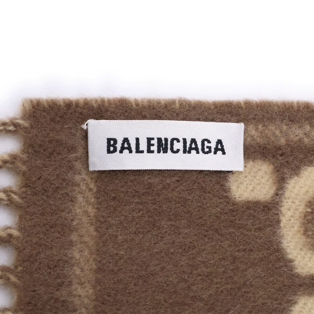 BALENCIAGA(バレンシアガ) ×GUCCI The Hacker Project オールオーバーロゴマクロスカーフ カシミヤ混 総柄 ブラウン/ベージュ 681511 レディース