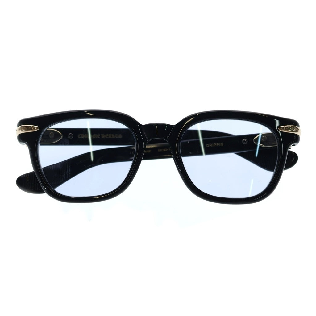 CHROME HEARTS(クロムハーツ) DRIPPIN クロスモチーフ テンプルウェリントン フレーム サングラス アイウェア 眼鏡 ブラック/ゴールド 51□22-146