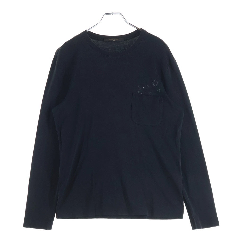LOUIS VUITTON(ルイヴィトン) モノグラム ポケット ロゴプリント クルーネック長袖Tシャツカットソー ブラック
