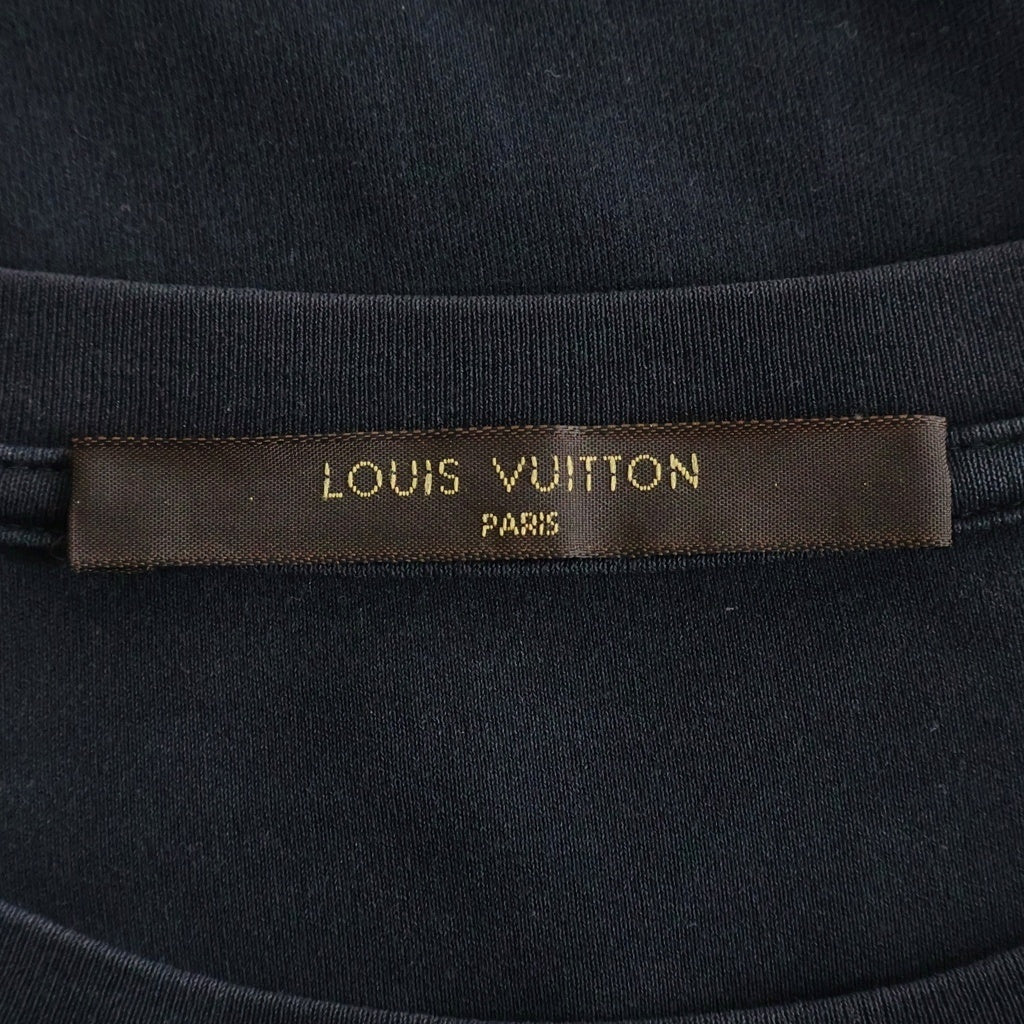 LOUIS VUITTON(ルイヴィトン) モノグラム ポケット ロゴプリント クルーネック長袖Tシャツカットソー ブラック