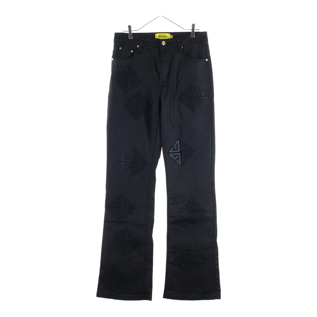 GUAPI(グアピ) obsidian black icon flared denim アイコンスタック フレアパンツ ブラック