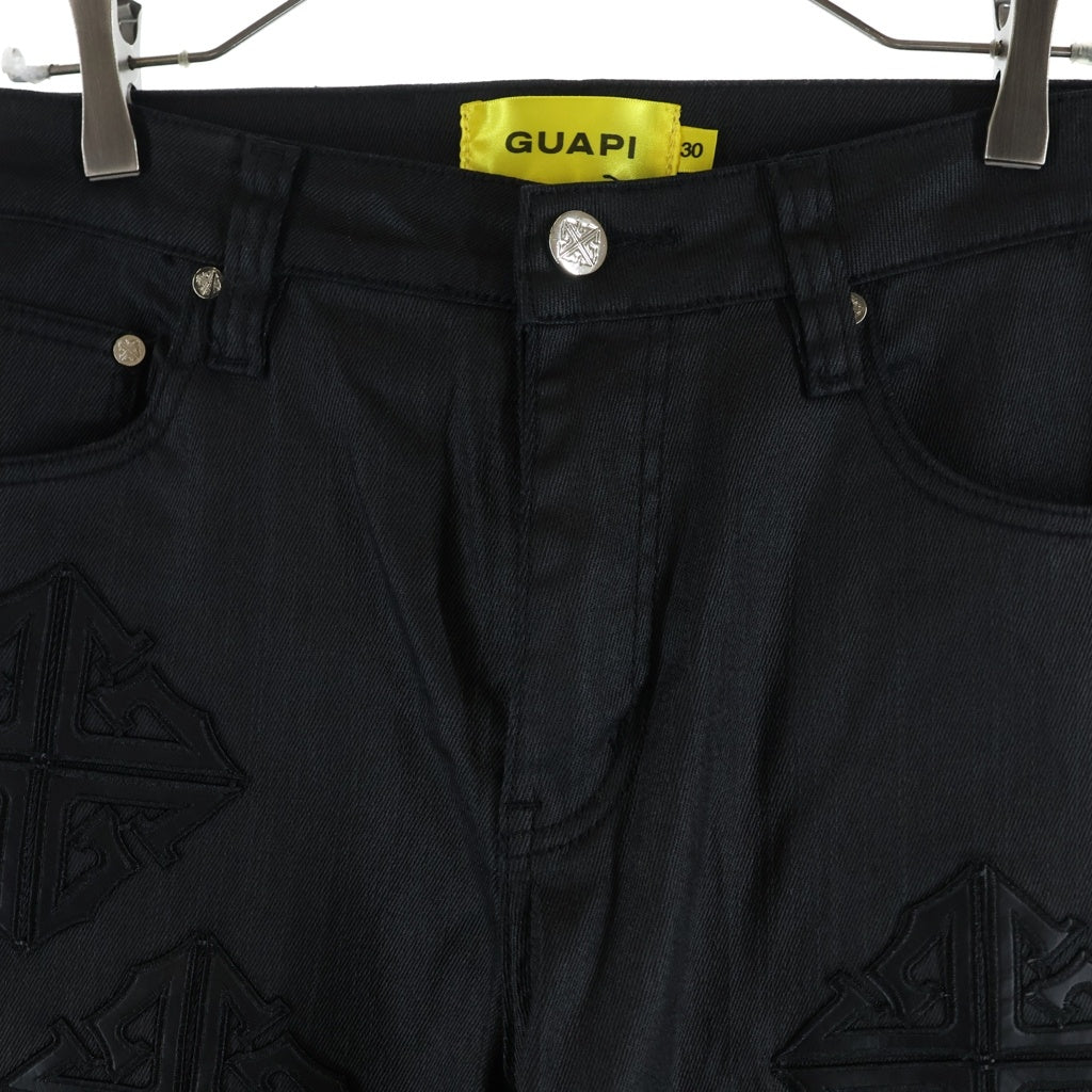 GUAPI(グアピ) obsidian black icon flared denim アイコンスタック フレアパンツ ブラック