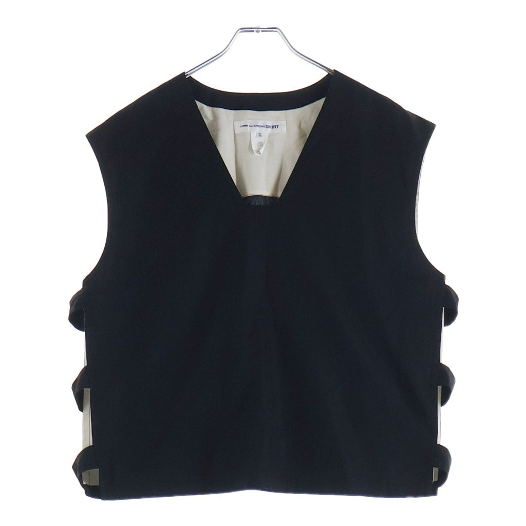 COMME des GARCONS SHIRT(コムデギャルソンシャツ) cotton poplin plain コットンポプリンサイドカットアウトベスト ブラック FM-V002