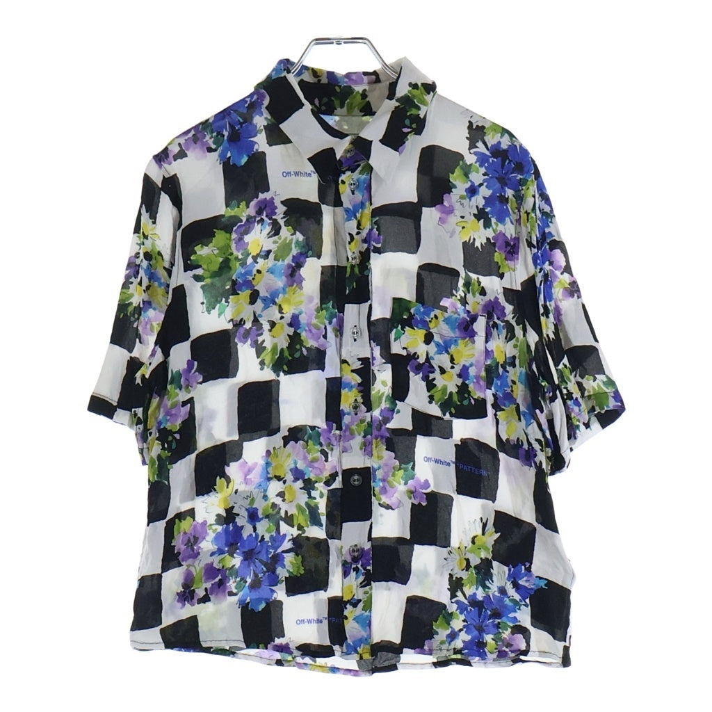 OFF-WHITE(オフホワイト) Checker Flower Print S/S Shirt チェッカー フラワープリント 半袖シャツ 総柄 マルチカラー OMGA171S21FAB001