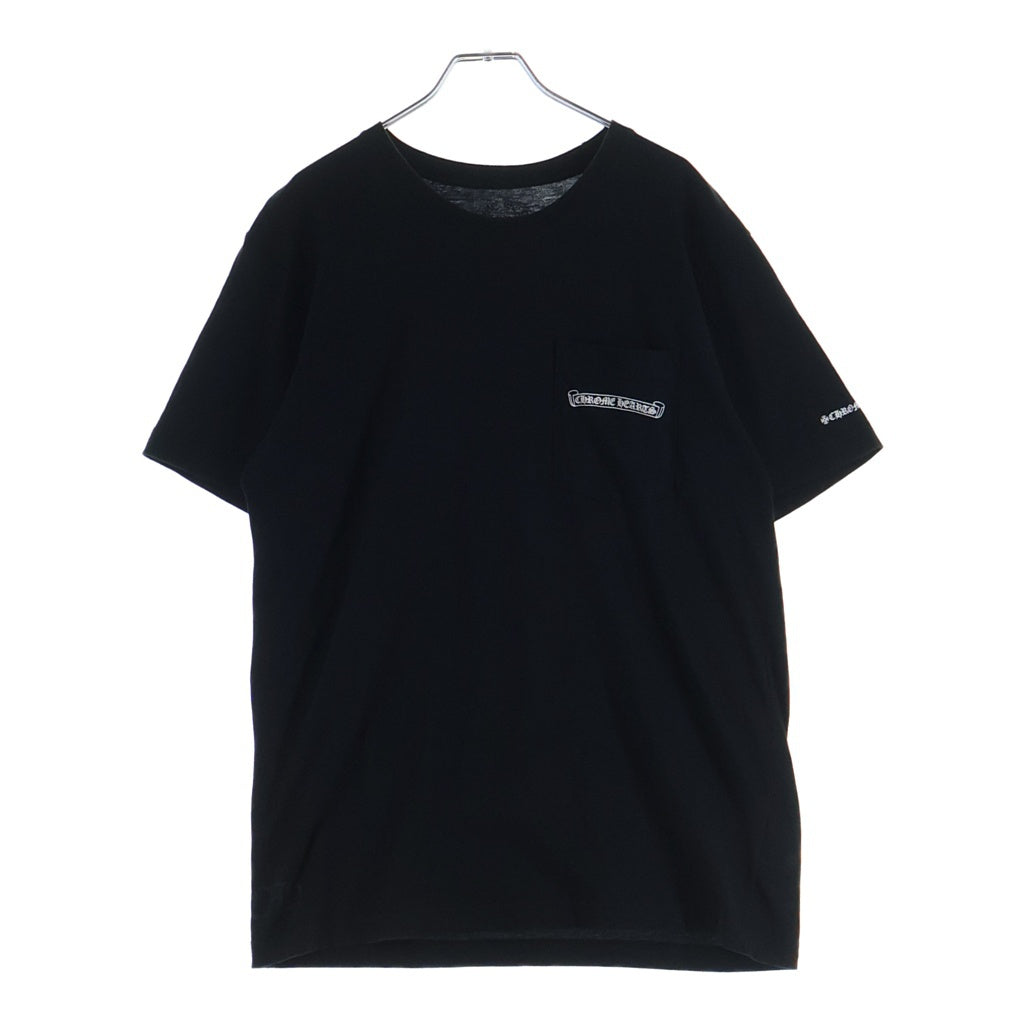CHROME HEARTS(クロムハーツ) CH T-SHIRT スクロールラベルプリント クルーネック ポケット 半袖Tシャツ カットソー ブラック
