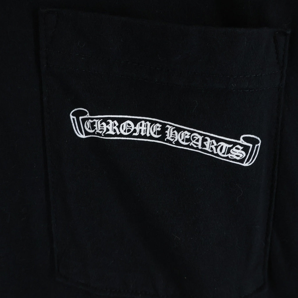 CHROME HEARTS(クロムハーツ) CH T-SHIRT スクロールラベルプリント クルーネック ポケット 半袖Tシャツ カットソー ブラック