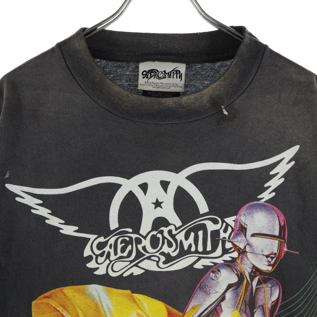 SAINT MICHAEL(セントマイケル) 26SS AEROSMITH AS_SS T-SHIRT クルーネック半袖Tシャツカットソー ブラック SM-MK8-0000-C25
