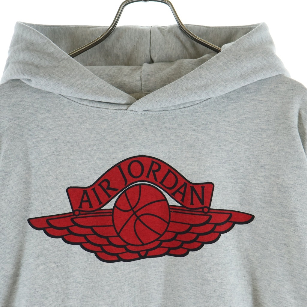 SAINT MICHAEL(セントマイケル) ×JORDAN SM FLEECE L/S HOODIE フロントロゴプリント プルオーバーパーカーフーディー グレー FV4718-050
