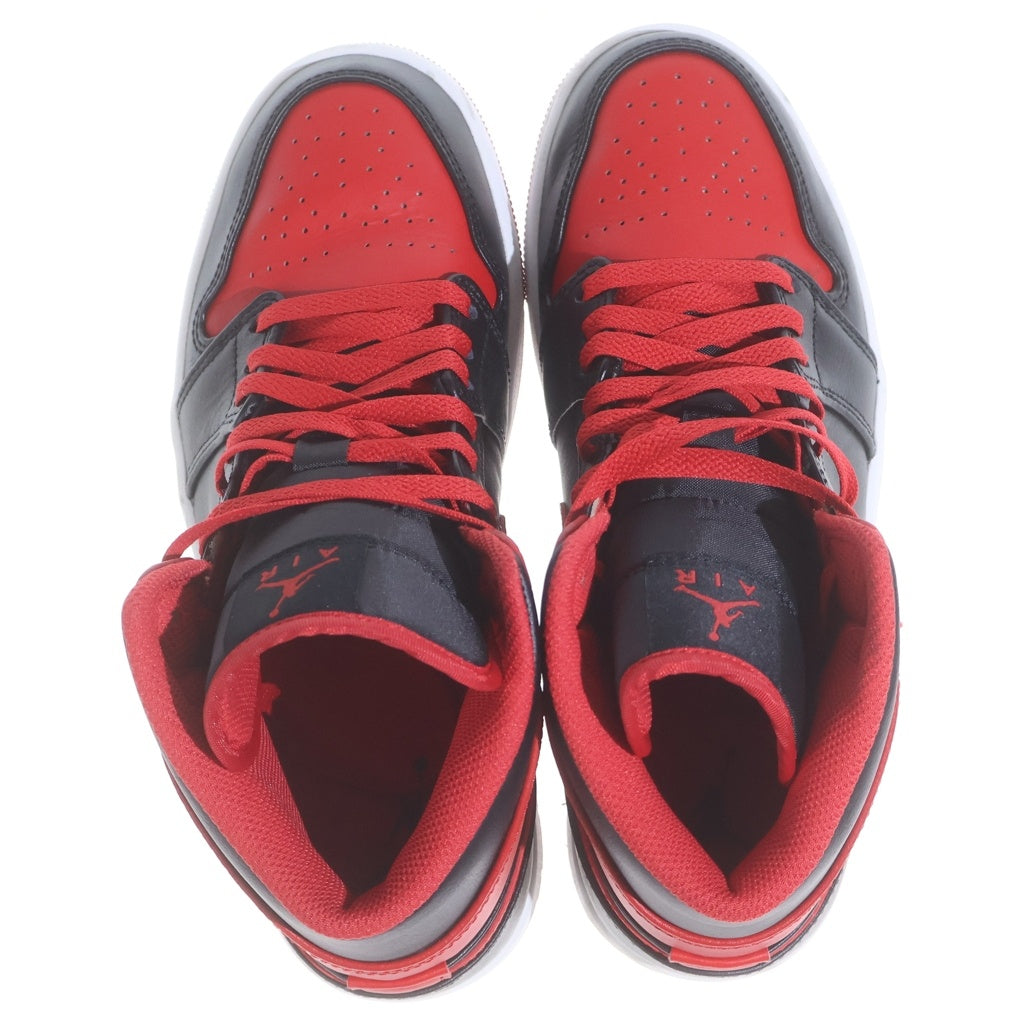 NIKE(ナイキ) Air Jordan 1 Mid Bred Toe ナイキ エアジョーダン1 ミッド ブレッドトゥミッドカットスニーカー ブラック/レッド US8/26cm DQ8426-060