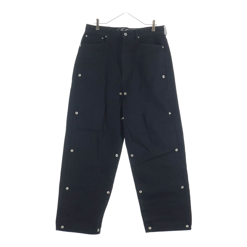NO MASS PROD(ノーマスブロッド) RAW DENIM JAPANESE LOOSE FIT BAGGY JEANS ローウエスト ジャパニーズ ルーズフィット スナップデザイン デニムパンツ ジーンズ ブラック