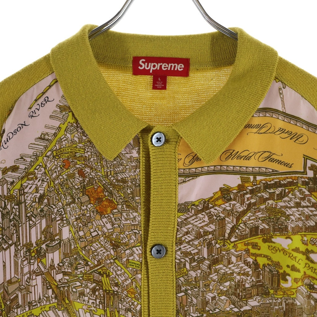 SUPREME(シュプリーム) 23AW Silk Map Cardigan シルクマップ 長袖ニットカーディガン イエロー