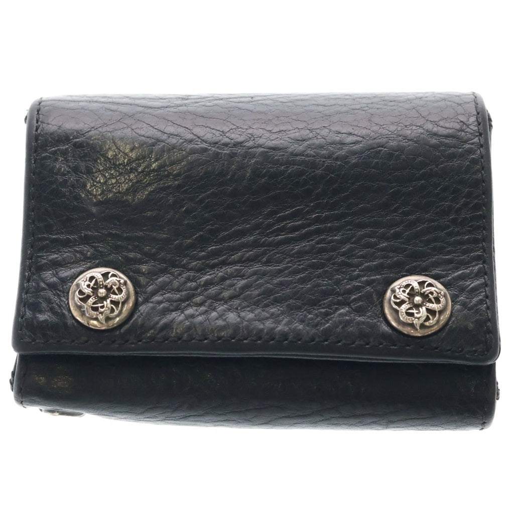 CHROME HEARTS(クロムハーツ) 3FOLD 3フォールド ケルティックボタン レザーウォレット 財布 ブラック BCA364