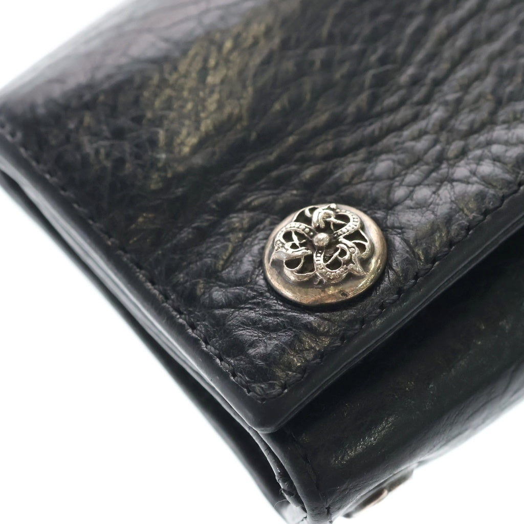 CHROME HEARTS(クロムハーツ) 3FOLD 3フォールド ケルティックボタン レザーウォレット 財布 ブラック BCA364
